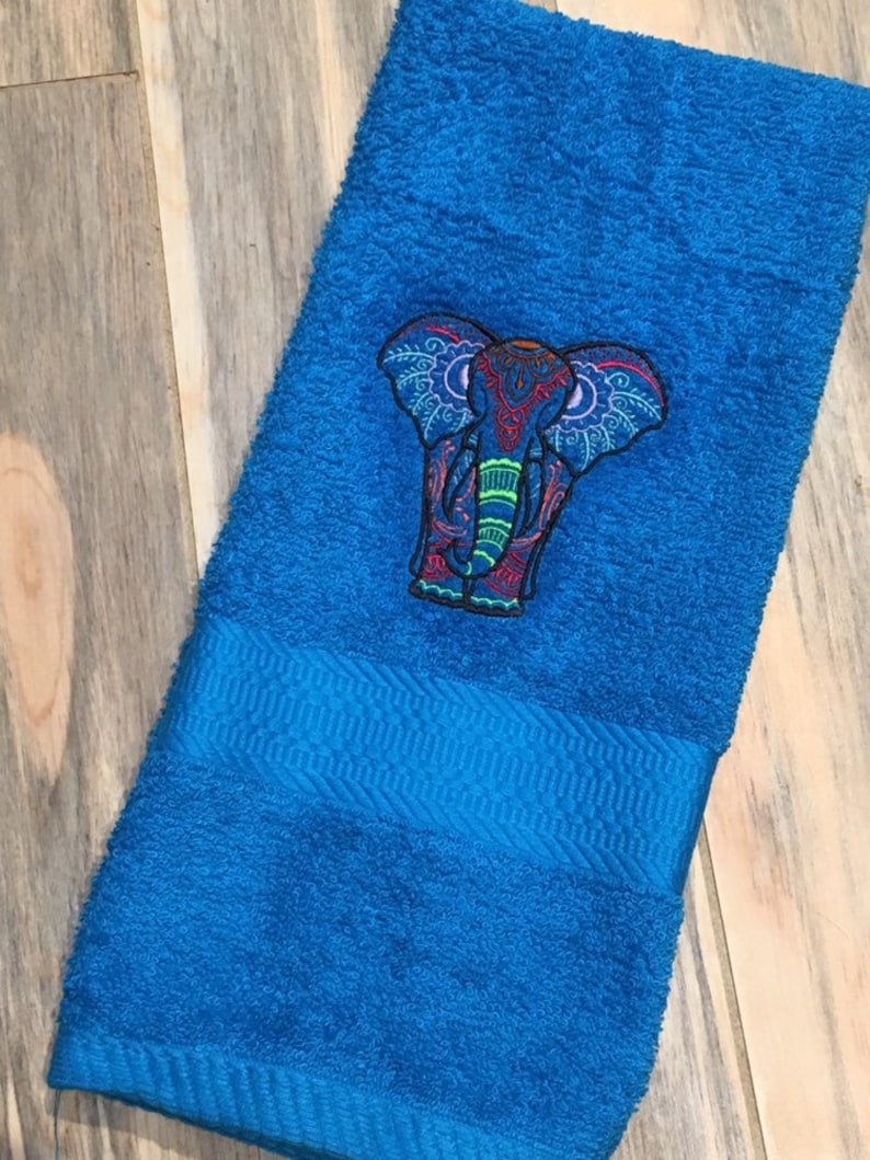 Elephant Towel Embroidered Towels Housewarming Gift Etsy