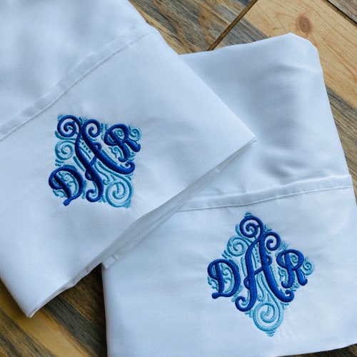 Embroidered Pillow Cases Monogram Pillowcase Pillowcase set Etsy