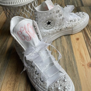 Converse Platform Hi Top Pearl Shoes, Embroidered Sneaker, Bling Bat ...