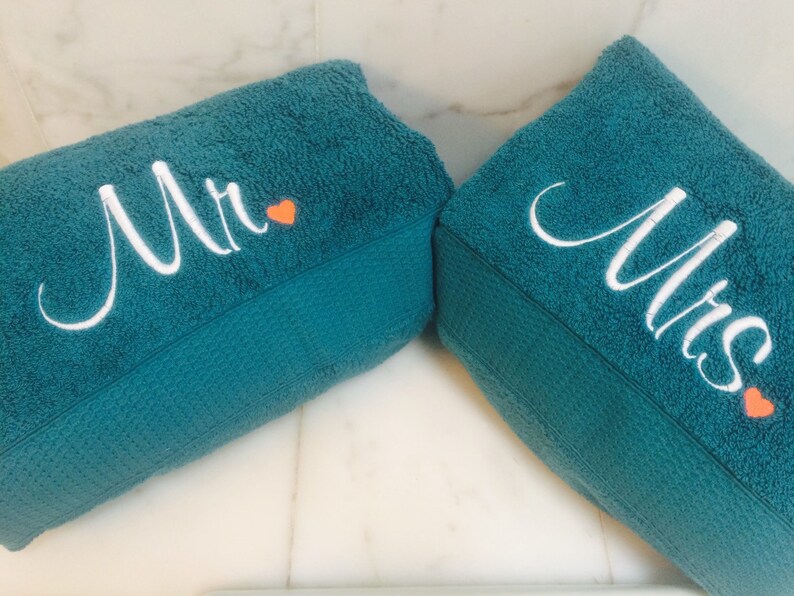 Embroidered Monogrammed Wedding Gift Towels Mr & Mrs Towels Etsy