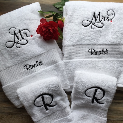 Mr and Mrs Bath Towels Custom His and Hers Bath Towel Set Etsy