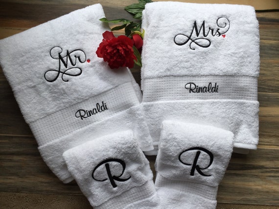 Towel set for bride and groom hotsell