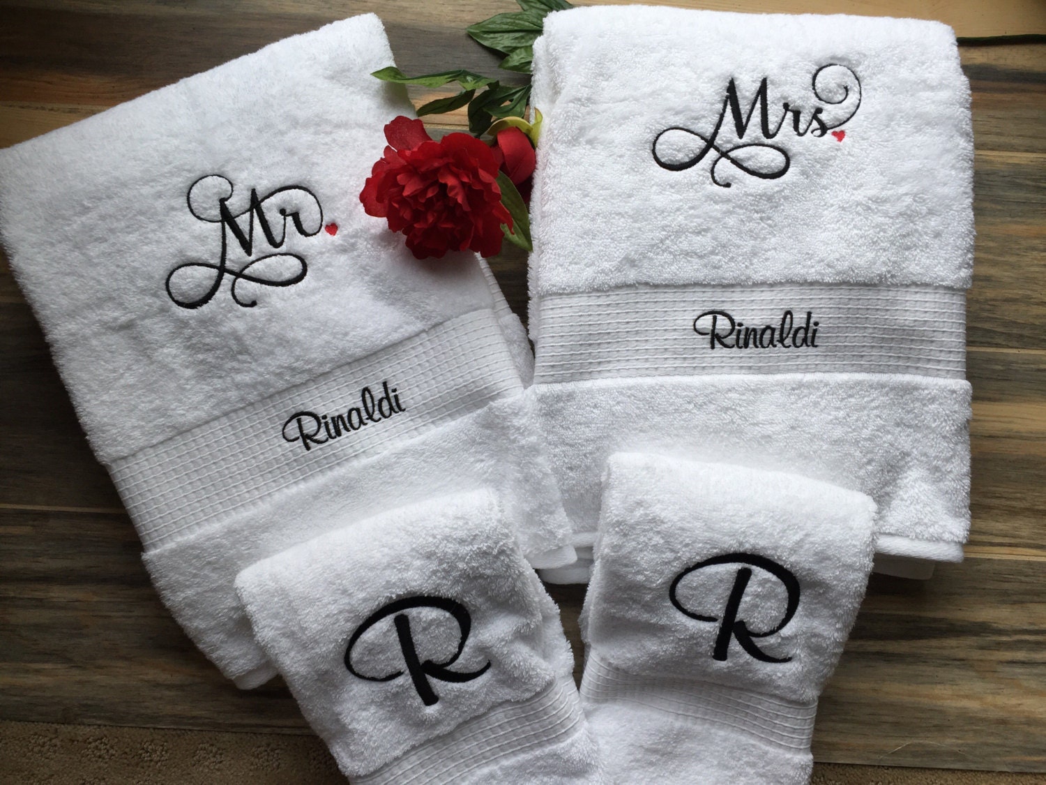 Plaid Mr. and Mrs. Custom Hand Towels