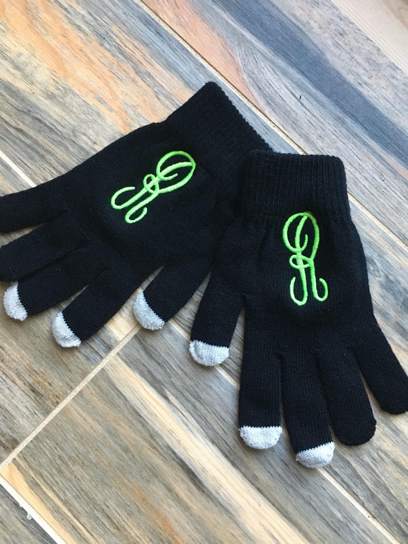 Embroidered Winter Texting Gloves With Monogram Tech Glove Etsy