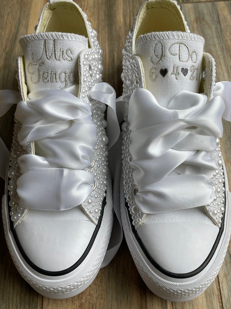 PEARL ENCRUSTED PLATFORM Converse Bride Shoes Wedding - Etsy