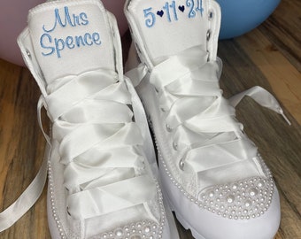 Converse Platform Lugged Hi Top Pearl Shoes, Embroidered