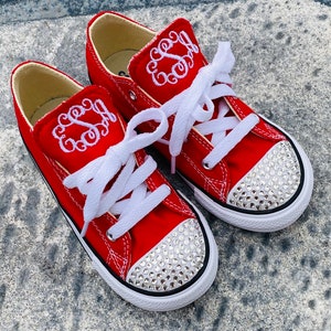 Flower girl shoes, Bling encrusted shoes, Ring Bearer shoes, Chuck sneakers, Custom Kid sneakers, fancy kids sneakerConverse