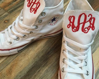 Hi Top Woman's Embroidered monogrammed sneaker, Hi Top sneakers ,Chuck  Sneakers Custom sneakerConverse