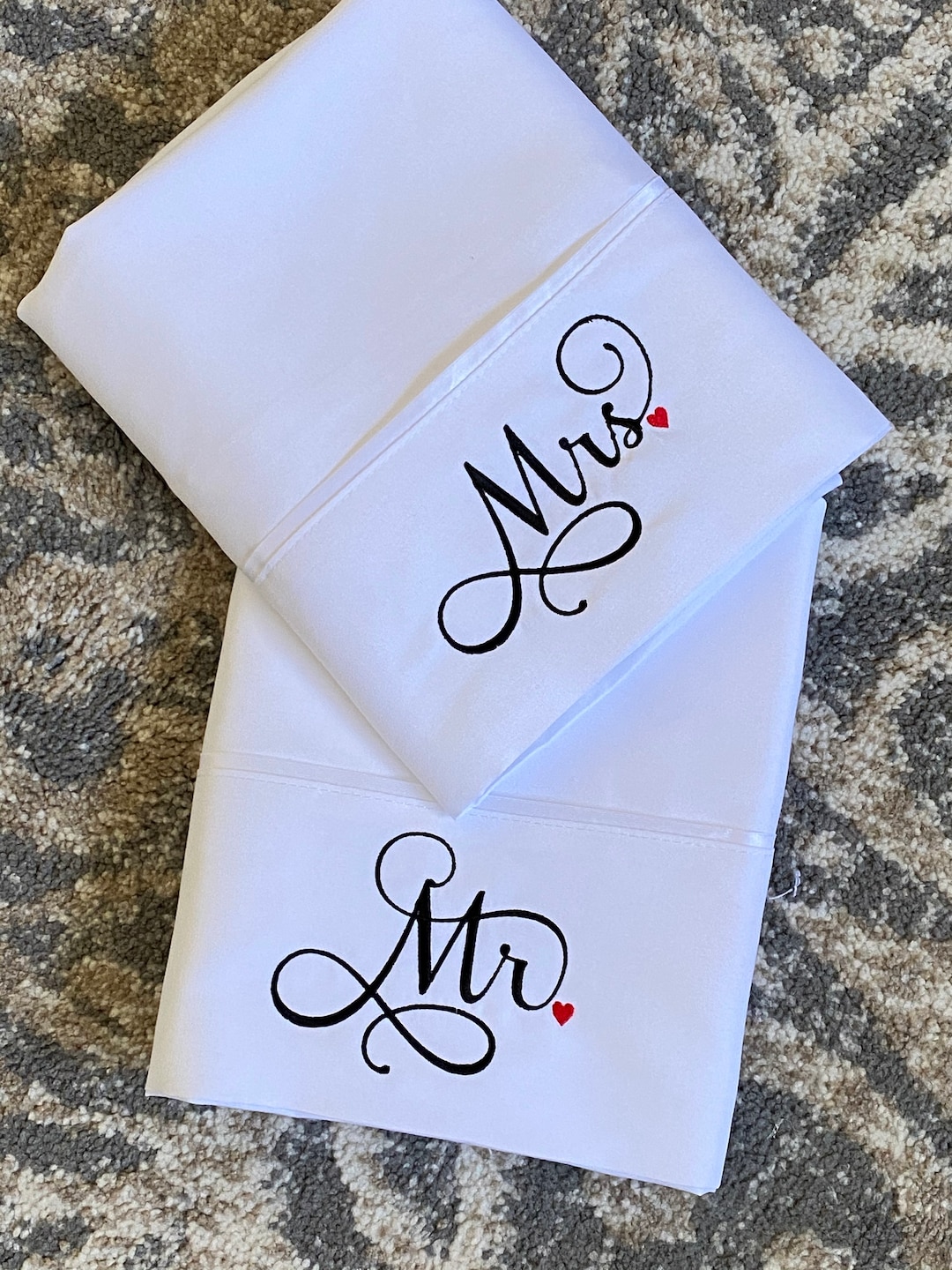 Embroidered Mr & Mrs Pillowcase, Monogrammed Pillowcases, Bride and