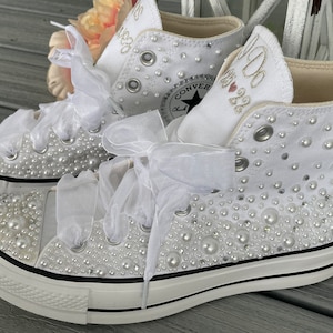 Converse Platform Hi Top Pearl Shoes, Embroidered Sneaker, Bling Bat ...