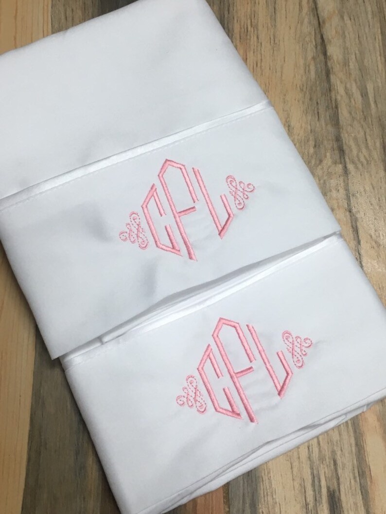 Embroidered Pillow Cases Monogram Pillowcase Pillowcase set Etsy