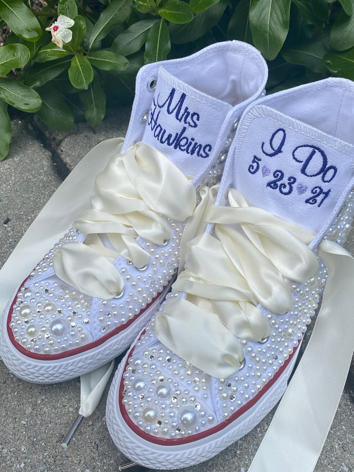 pearl encrusted wedding shoes