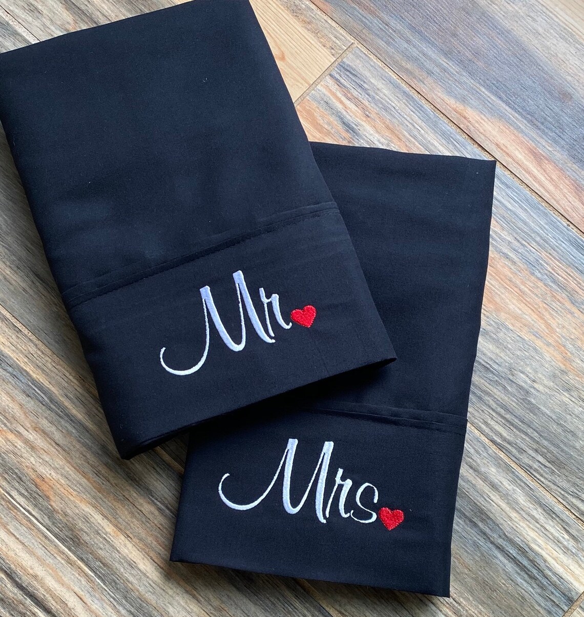 Embroidered Mr & Mrs pillowcase Monogrammed Pillowcases Etsy