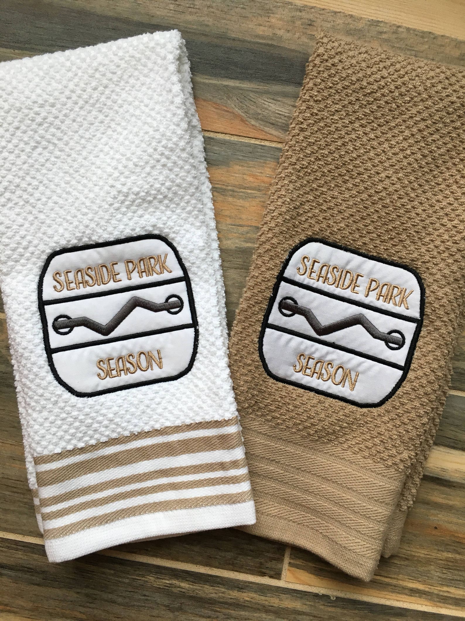 Embroidered Kitchen Towels Beach House Beach Decor Beach Etsy