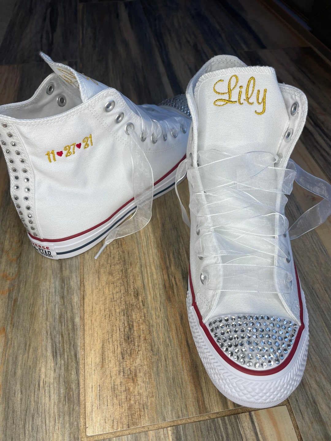 Hi Top Bling Sneakers Bling trouwschoenen gemonogrammeerde - Etsy België