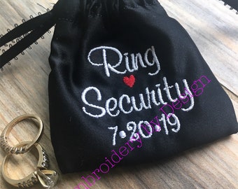Wedding Ring Pouch, Embroidered Ring bearer bag, wedding ring bag,