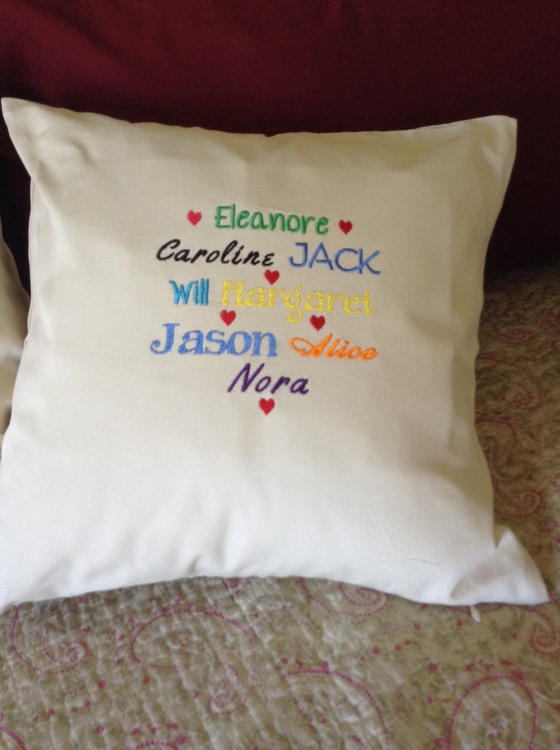 Embroidered Family Name Pillow Grandparents Gift Parents Etsy