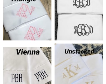 Embroidered Pillow Cases, Monogram pillowcase, pillowcase (set of 2)