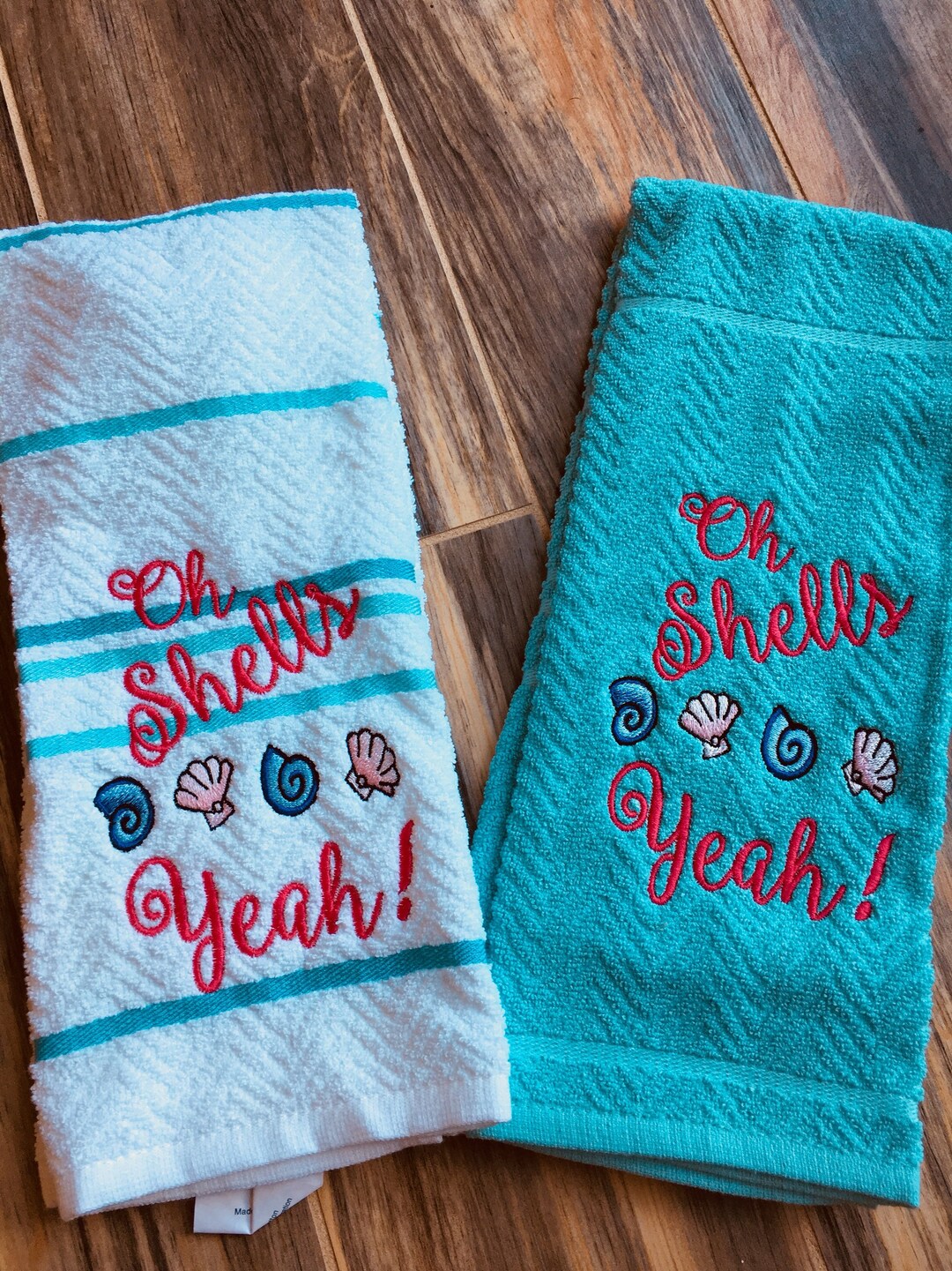 Embroidered Kitchen Towels Beach House Beach Decor Etsy