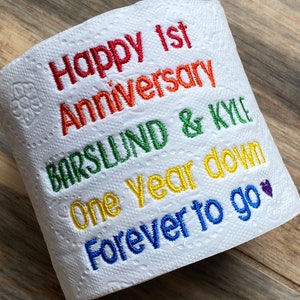 Printed TP Happy First Anniversary My Love! I Love You Printed Toilet Paper  Prank – Funny Novelty Gag Gift, 1st Year Anniversary for Boyfriend