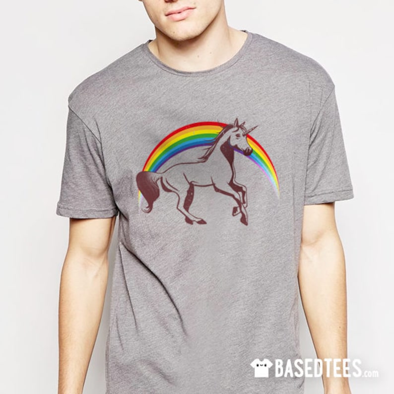 Unicorn with rainbow T-shirt image 1