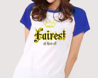 Fairest of them all / Baseball T-shirt (royal blue & navy sleeves)