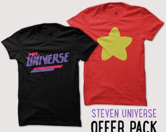 Steven Universe Greg and Rose OFFER PACK 2 tshirts - Mr Universe and Star tshirt red