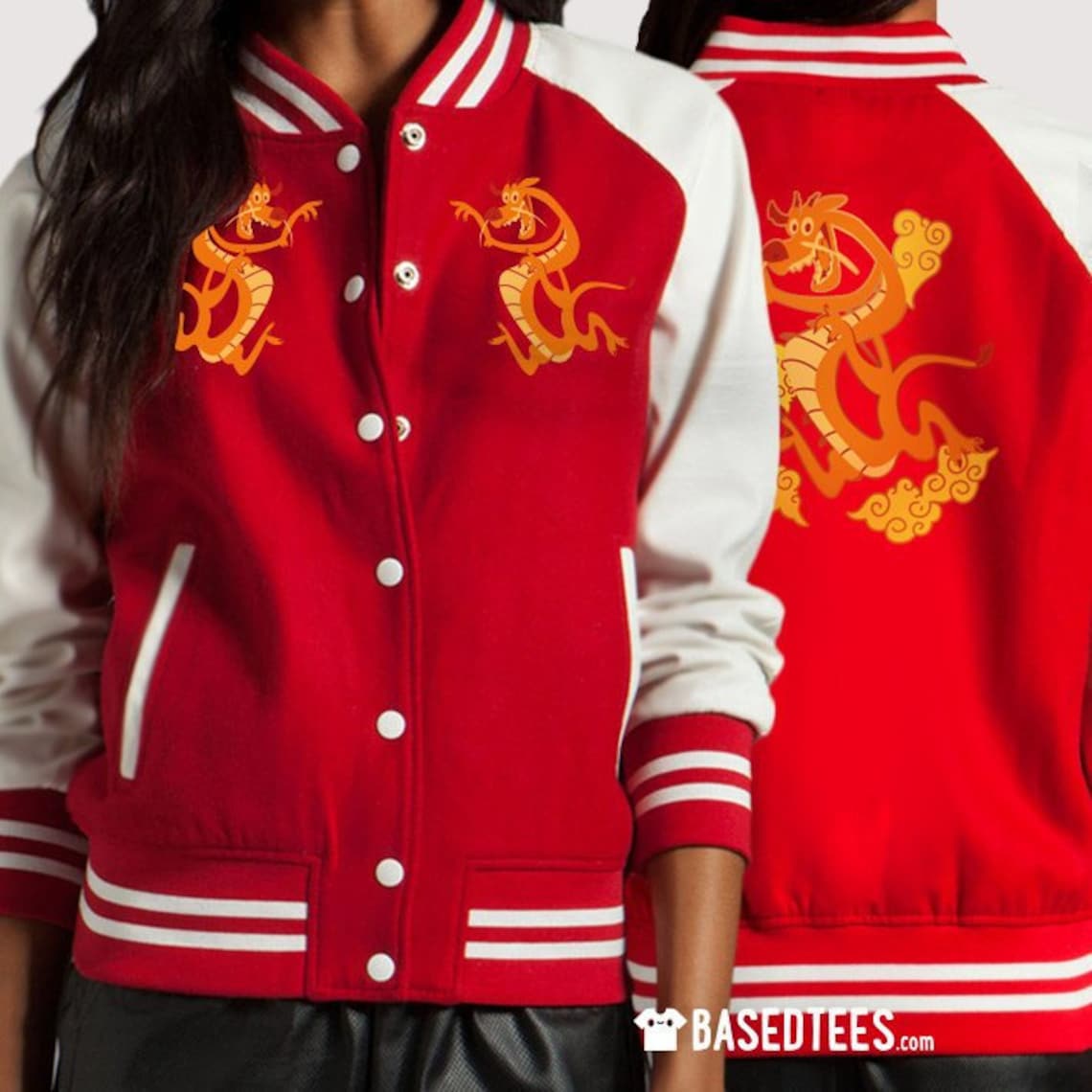 Chinese Dragon Varsity Jacket front/back Printed Optional | Etsy