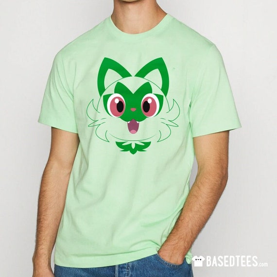 Green Cat Grass Starter T shirt Sizes and 4 Colors Options