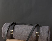 Leather Blanket Carrier - Black