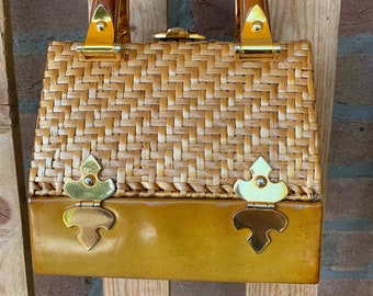 Rodo Vintage-Weidenhandtasche, senffarben, selten