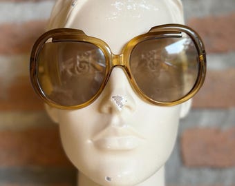 Vintage 70s Cobra Oversized Sunglasses, NOS Retro Glam Eyewear, rare bug eyes shades, iris Apfel style, mint condition, unworn
