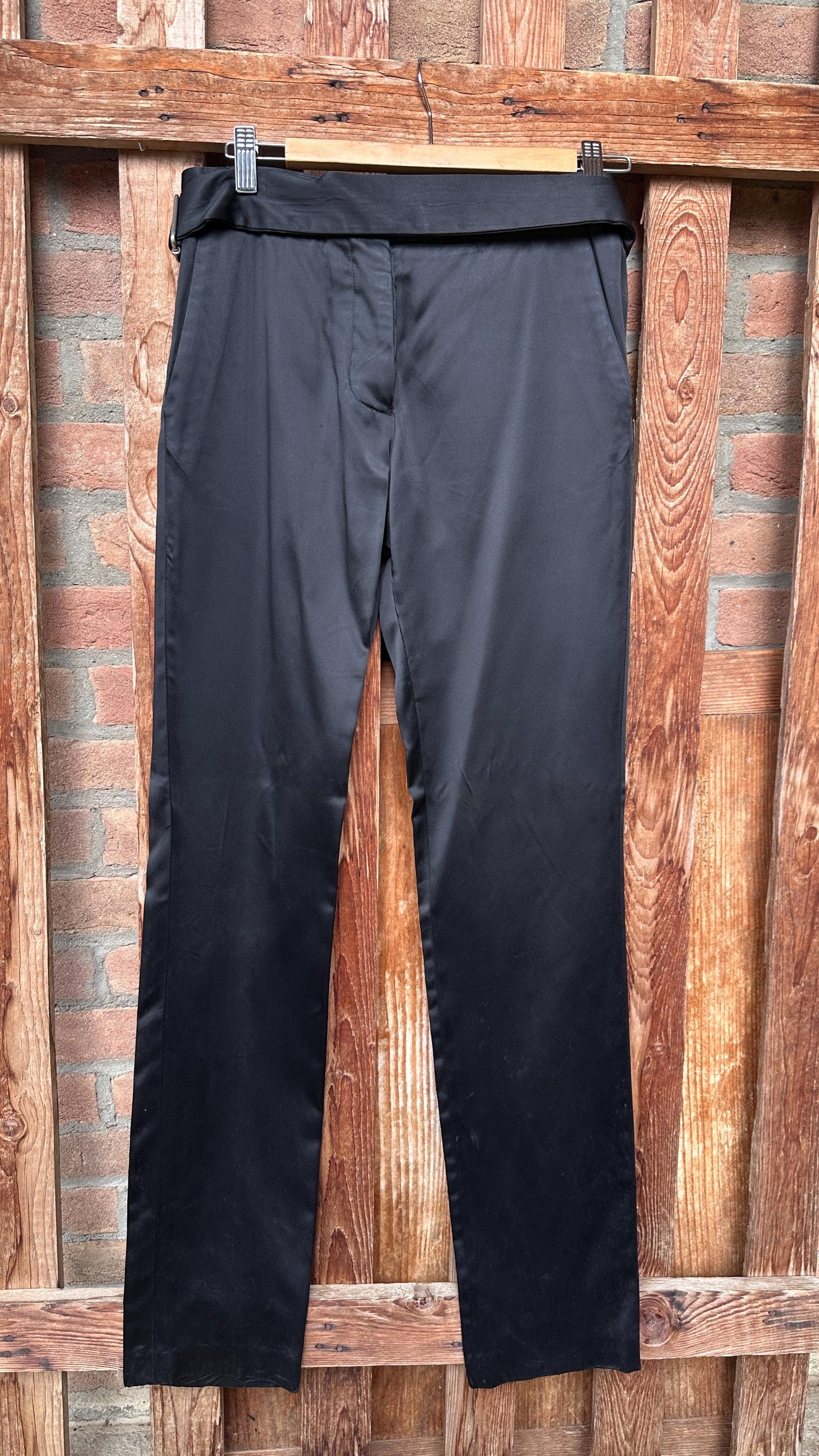 Helmut Lang Vintage Black Acetate Satin Slim Tapered Trousers