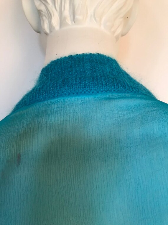 Dries Van Noten turquoise sweater, V neck, angora… - image 10