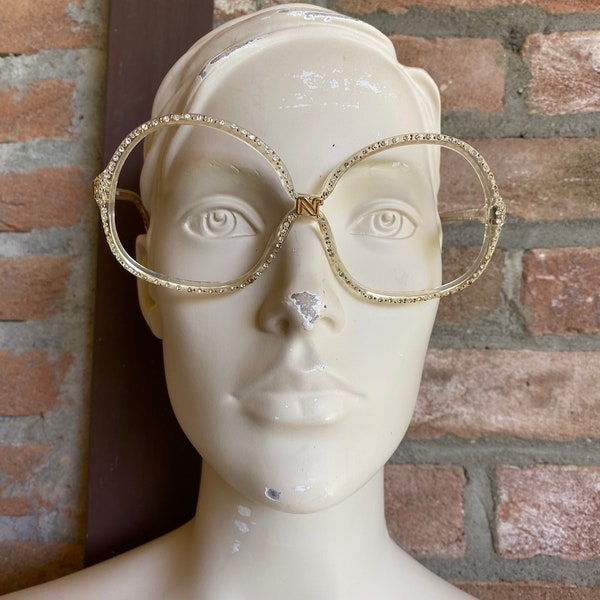 Nina Ricci vintage eyewear, Nina Ricci Paris, vintage sunglasses, jeweled accent, women luxury eyewear, Nina Ricci bejeweled frame