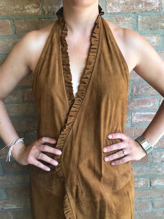 backless Celine leather dress, mint condition, 90… - image 4