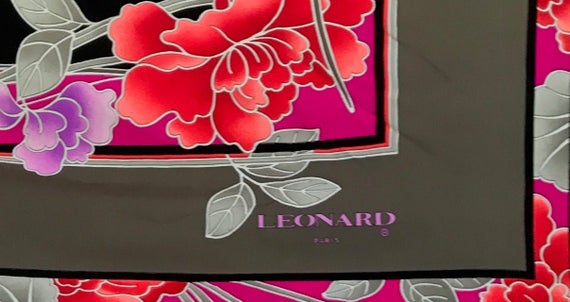 Foulard En Soie Léonard Motif Floral - Occasion Très Bon état - Foulard Carré/bandana - Made In France
