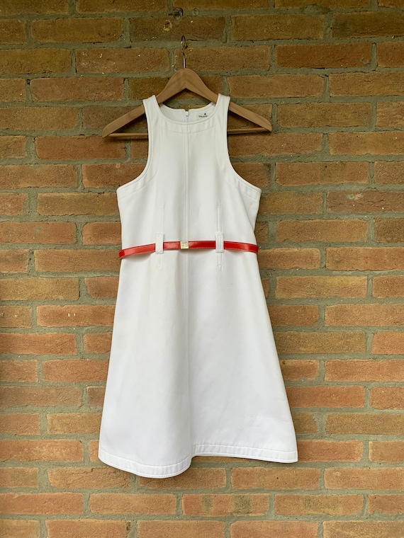 Robe de courreges 70 s taille 38 blanc avec ceinture vinile rouge Etsy France