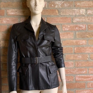 Prada vintage leather jacket, black leather, size 40, 1990, excellent condition