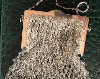 Roberta di Camerino vintage, metal beaded bag, evening clutch, party accessory, rare find