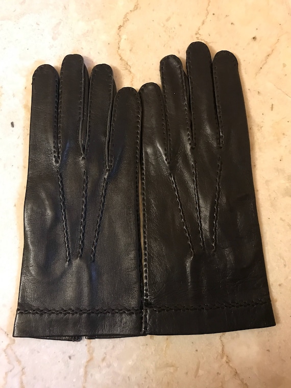 NOS  Size 8  black gloves, kid leather gloves, DE… - image 1