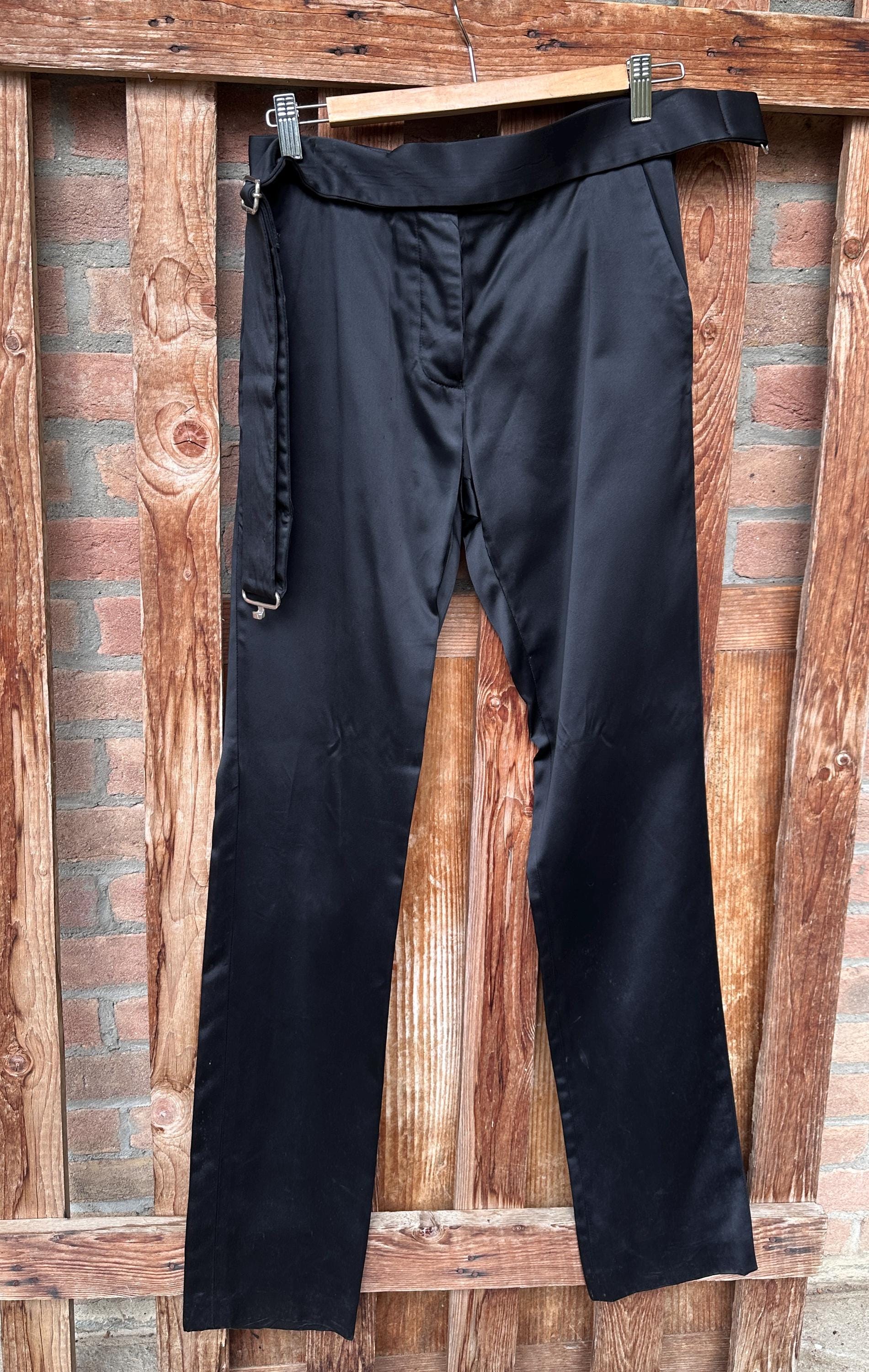 Helmut Lang Vintage Black Acetate Satin Slim Tapered Trousers