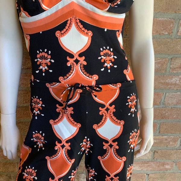 3-teiliger Anzug, echte 60er Jahre, Vintage-Palasthose, Emilio Pucci-Stil