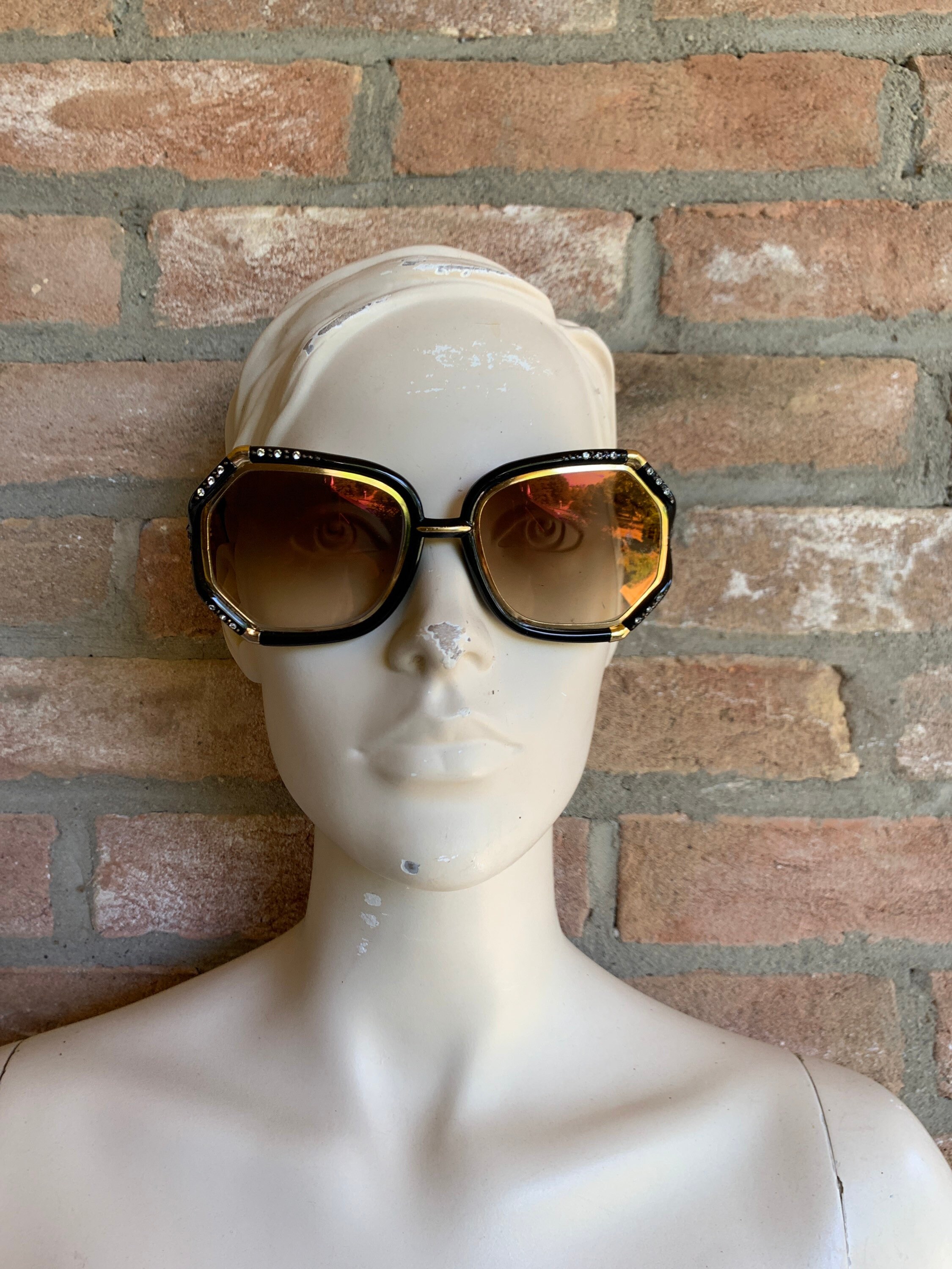 Ted Lapidus, Vintage Sunglasses, Black With Sparkling Ted Lapidus, Vintage Sunglasses, Black With Sparkling