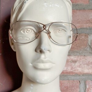Colani Design 80s eyeglasses, gold metal aviator frame, glitter enamel temples, NOS women optical, made in japan