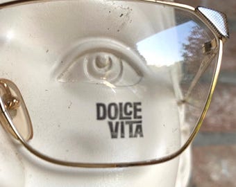 Casanova Dolce Vita NM22 Vintage Sunglasses NOS Gold Plated 24KT Squared Aviator Demo Lenses 1980s Made in Italy Plating Wear Half Price
