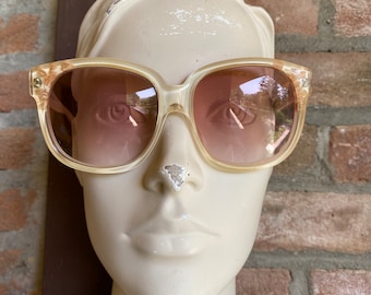 Emmanuelle Khanh Paris Cream Colored Thick Framed Sunglasses 