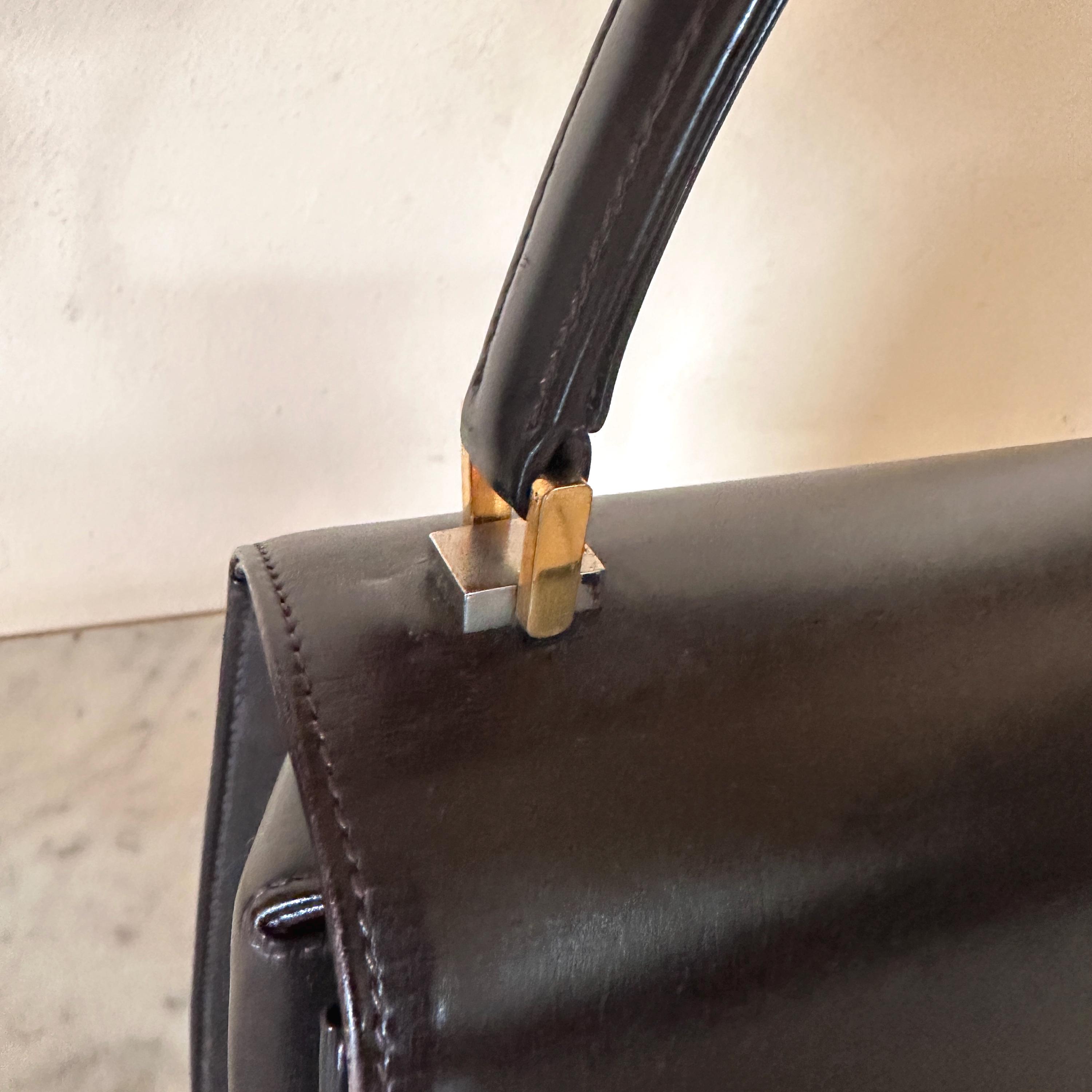 Gucci Vintage 1960s Dark Chocolate Calfskin Leather Flap Top