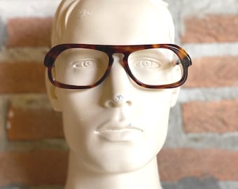Pierre Cardin Vintage Eyeglasses Dark Tortoise Acetate Oversized Square Frame 1960s Mens Optical Eyewear Deadstock New Old Stock Sizes