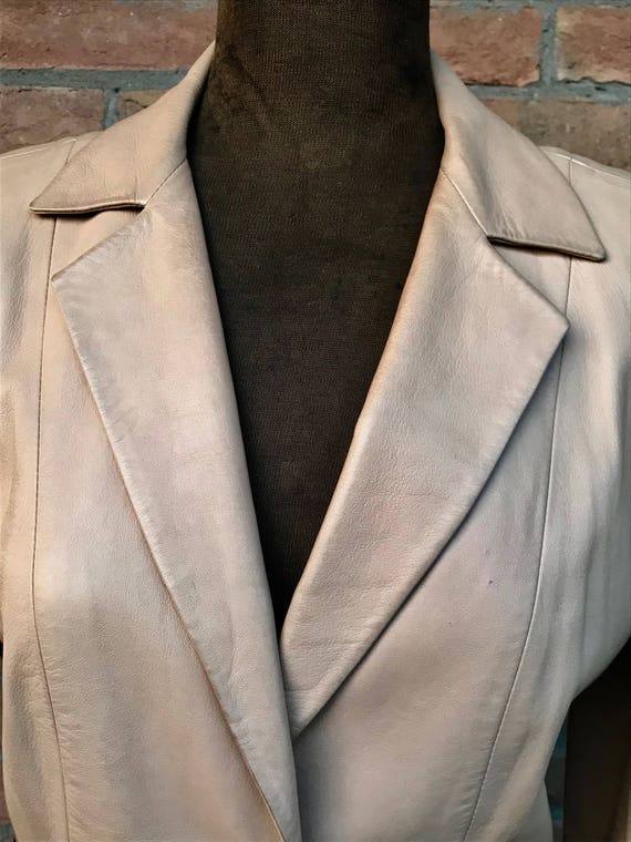 leather jacket, Valentino couture, cream leather vint… - Gem